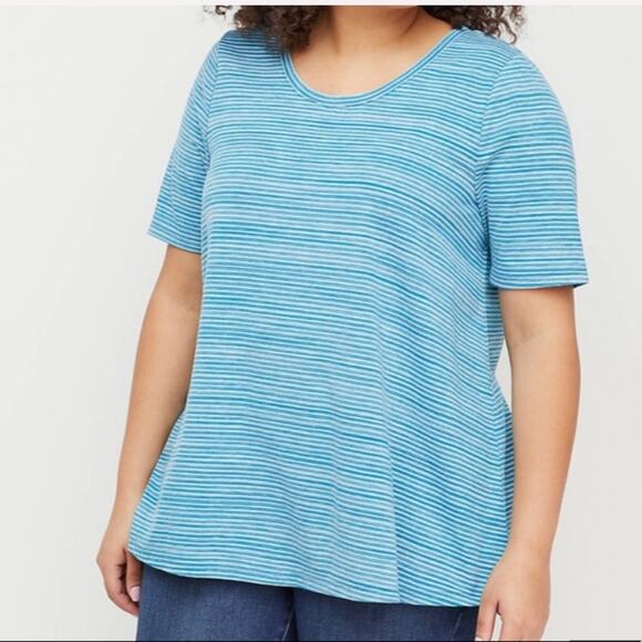 Lane Bryant Striped Perfect-Sleeve Swing Tee - Picture 1 of 6